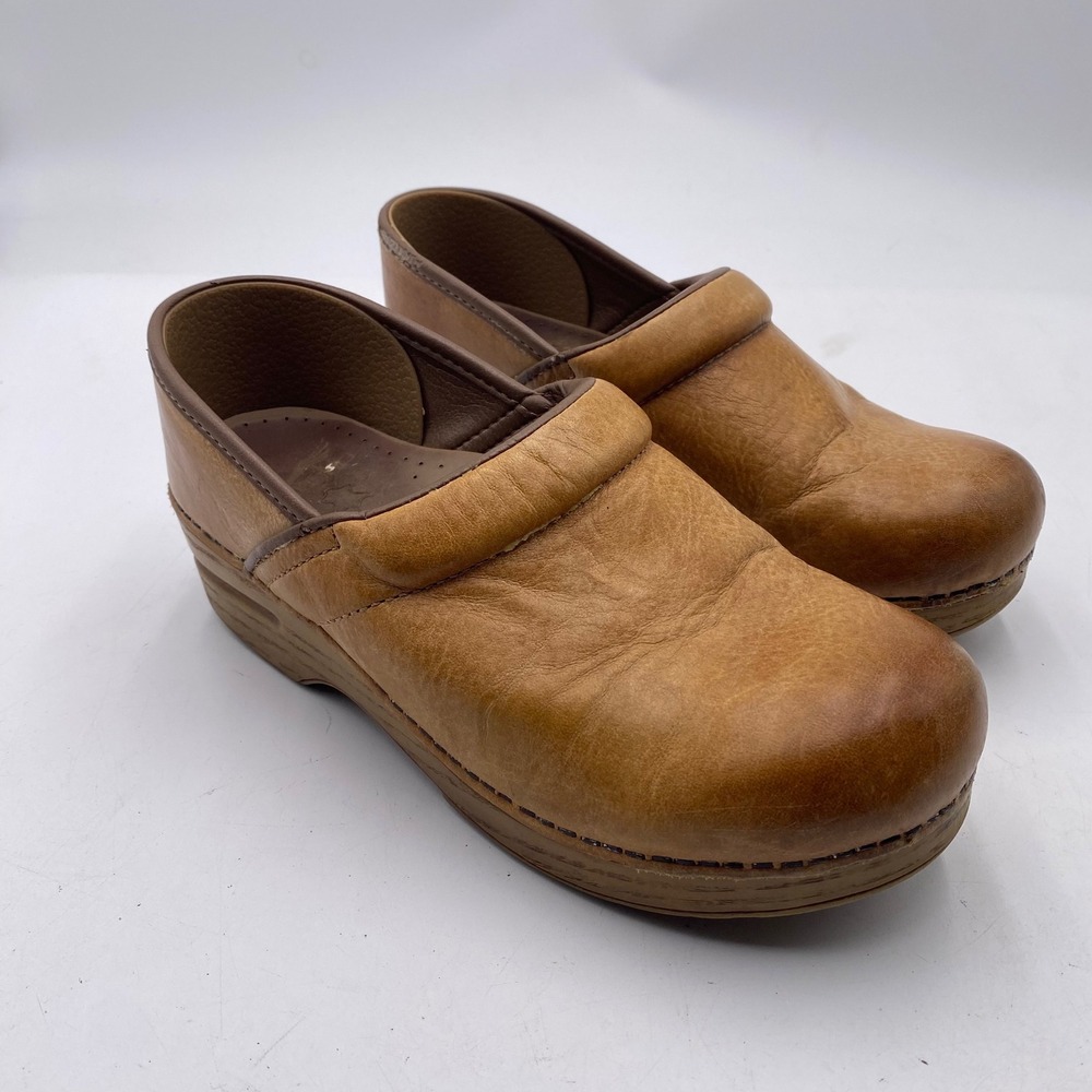 Dansko Professional Clogs Women 38 7.5-8 Tan Leather Comfort Work Nursing Shoes